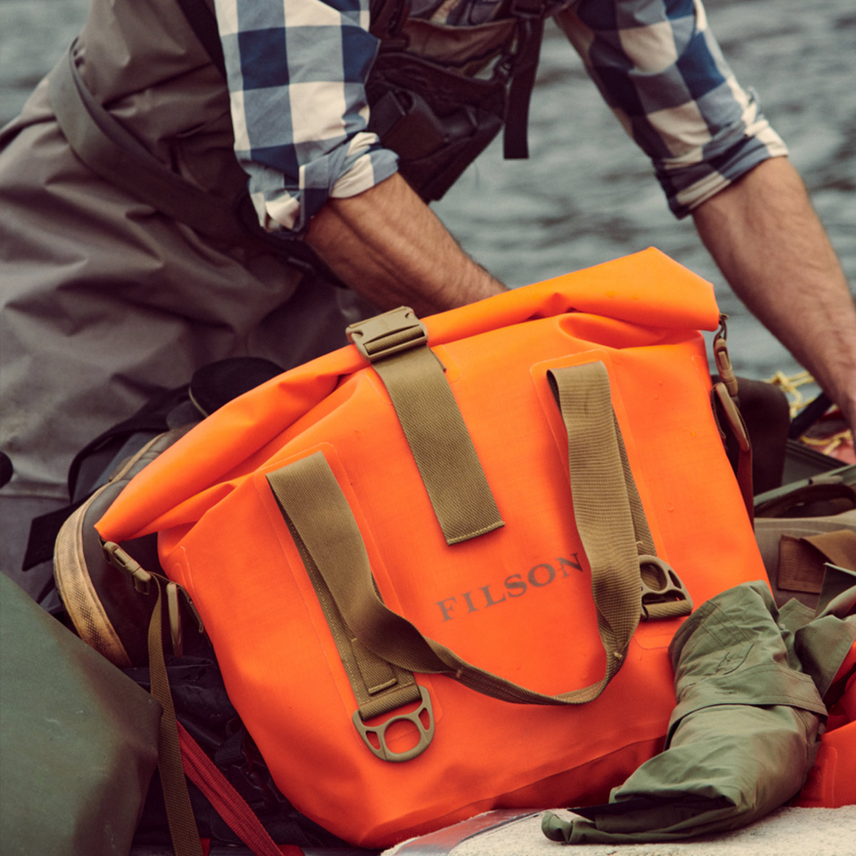 Filson Dry Roll-Top Tote Bag, for use in all weather conditions