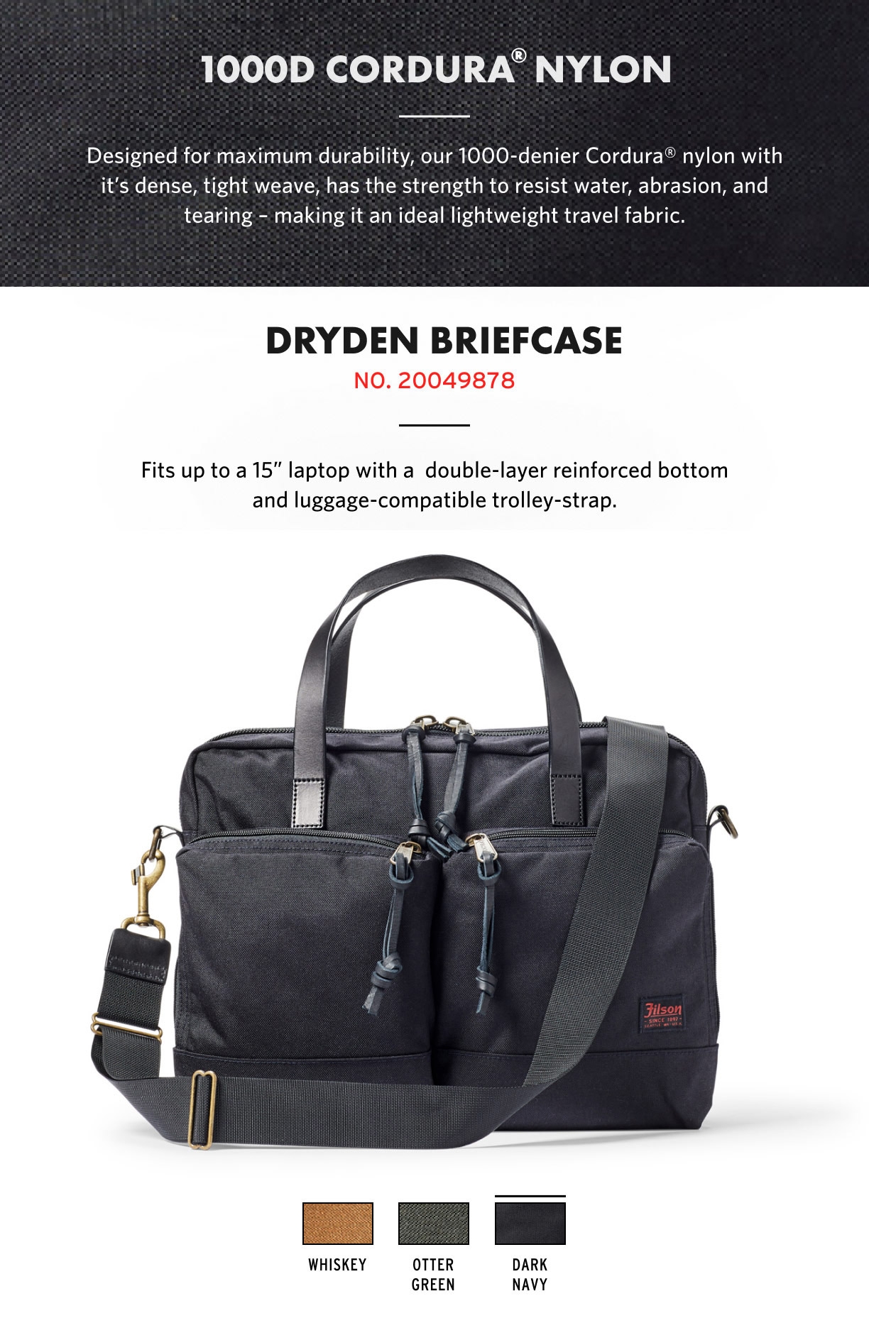 Filson Dryden Briefcase Dark Navy Product-information