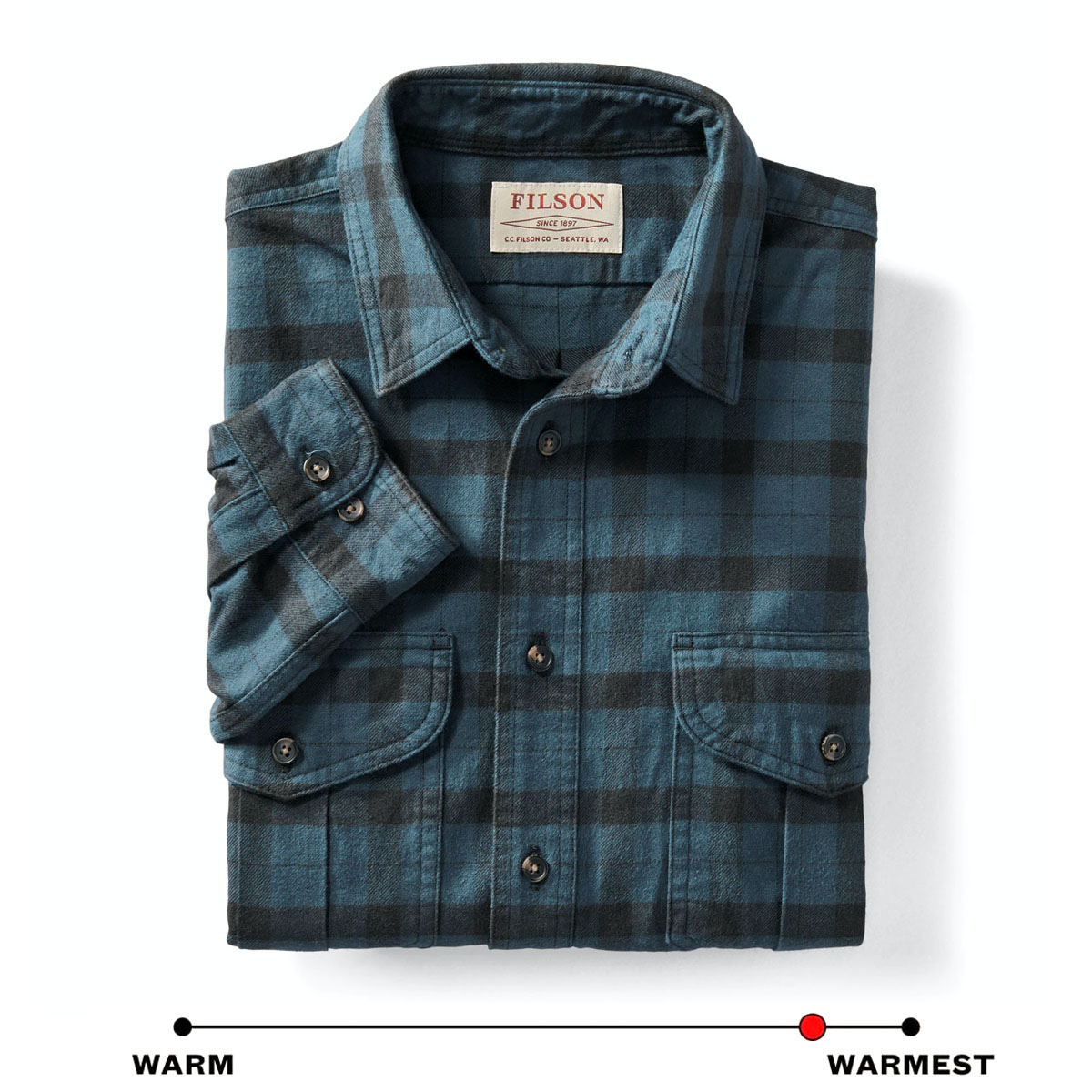 Filson Alaskan Guide Shirt Midnight Black, this iconic, breathable flannel shirt has a pleated back for freedom of movement