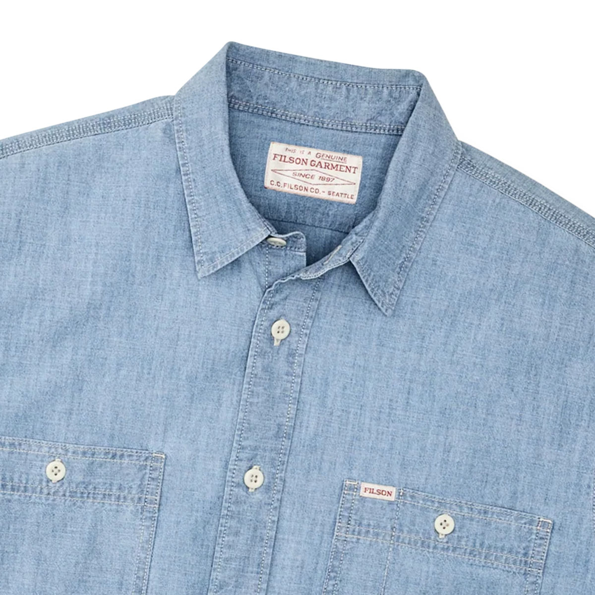 Filson Chambray CPO Shirt Light Indigo Chambray, detail