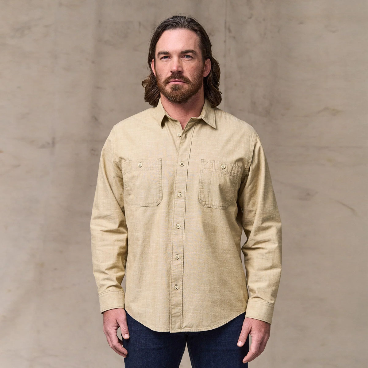 Filson Chambray CPO Shirt Tan, tough, lightweight and ready to work shirt