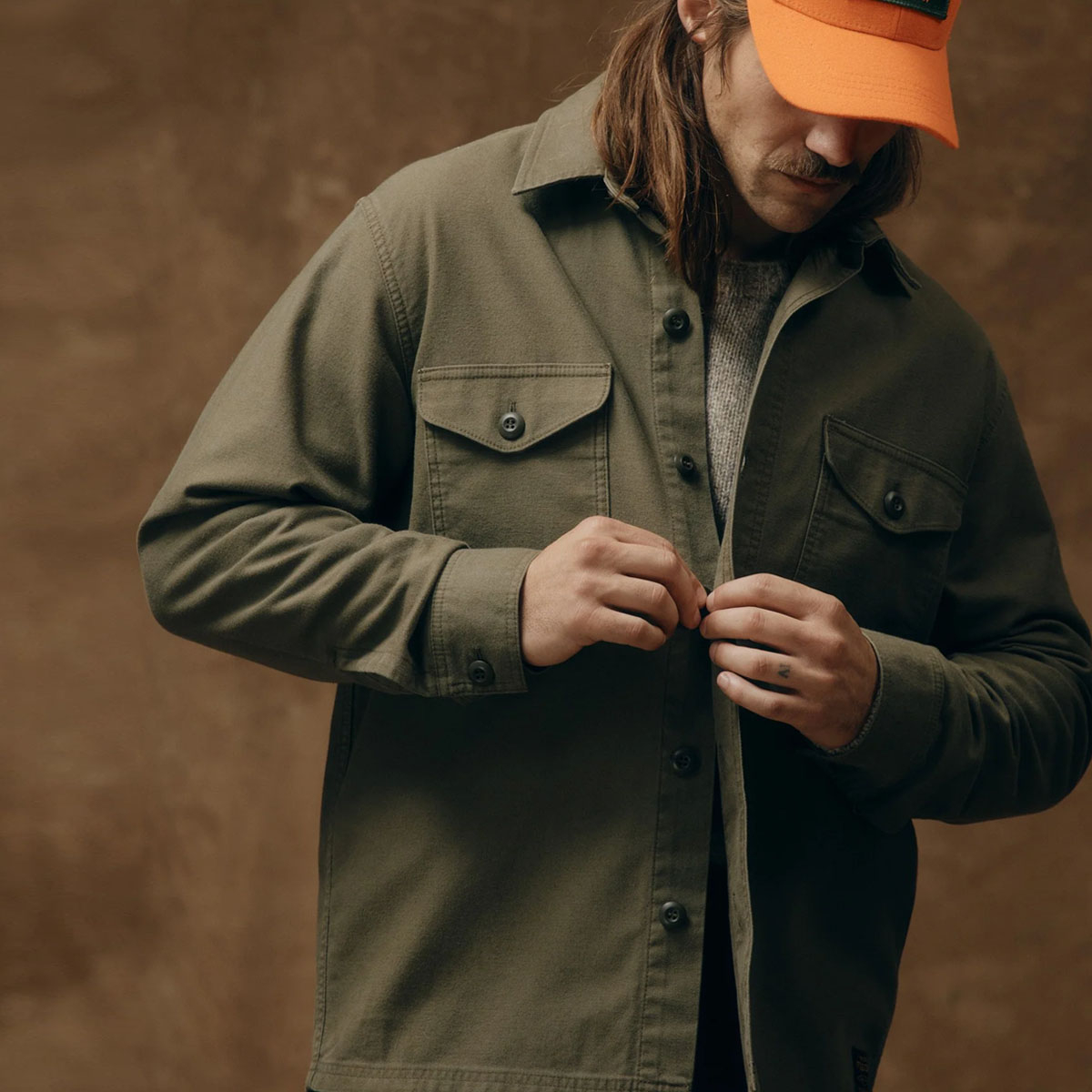 Filson Clarkston Jac-Shirt Surplus Green, A premium Jac-Shirt based on vintage military issue field jackets. Lightweight and exceptionally durable