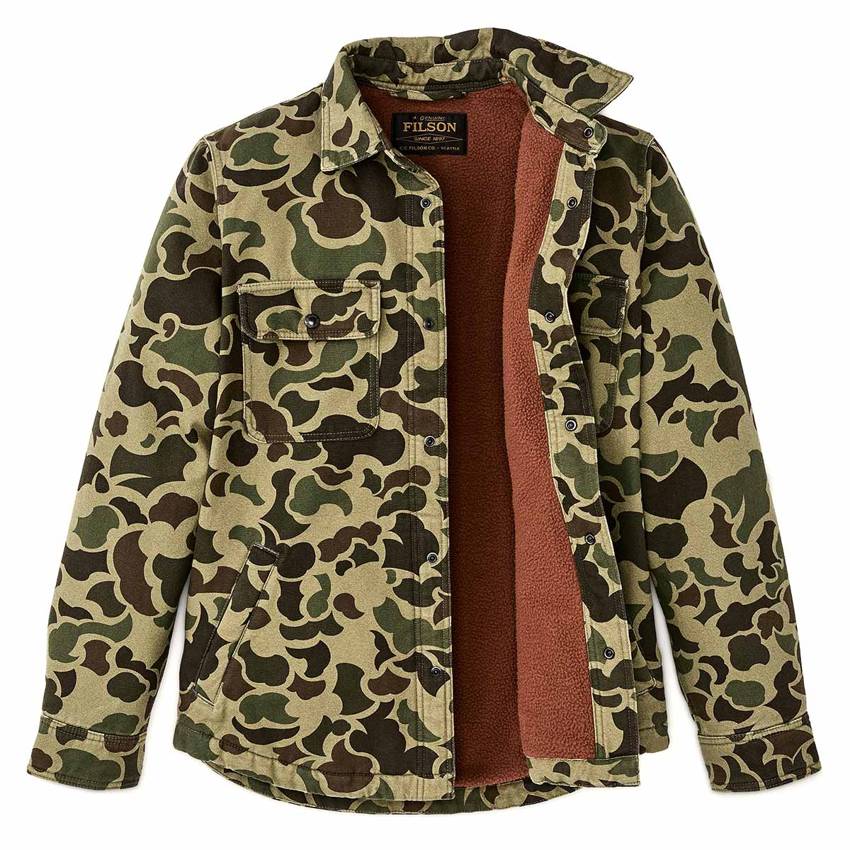 Filson Fleece Lined Jac-Shirt Tundra Shrub Camo, Serves as a light jacket or heavy shirt