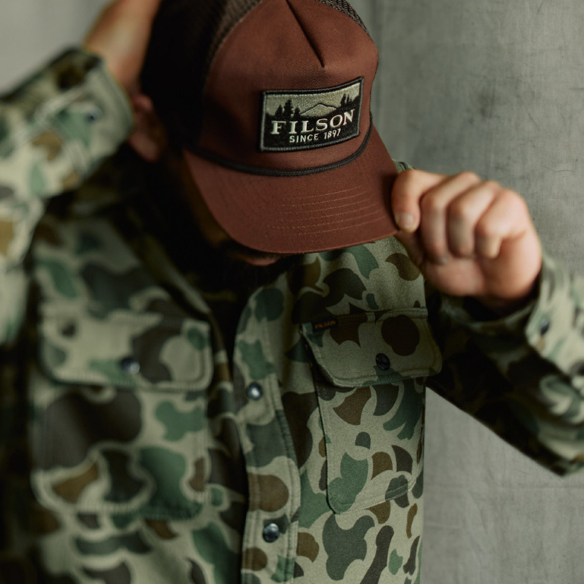 Filson Fleece Jac Shirt Tundra Shrub Camo, a overshirt, insulating layer or light jacket–it performs without fail