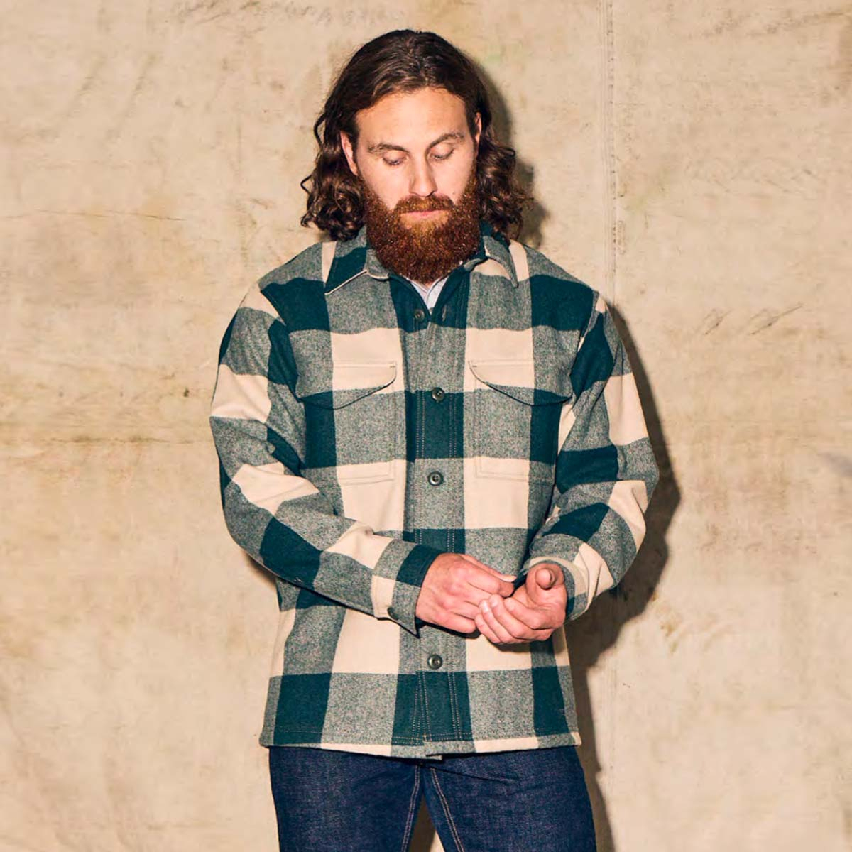 Filson Wool Jac-Shirt Pine/Beige Check, a overshirt, insulating layer or light jacket–it performs without fail