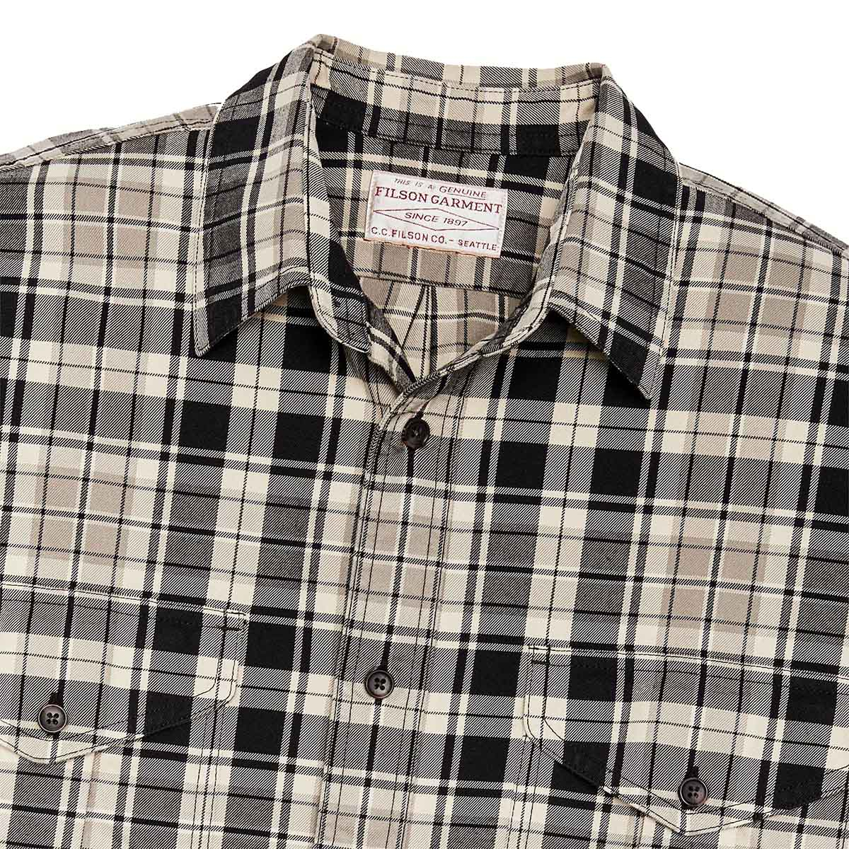 Filson Lightweight Alaskan Guide Shirt Cream/Black/Gray/Plaid, setting the standard for year-round versatility and comfort in an outdoor shirt
