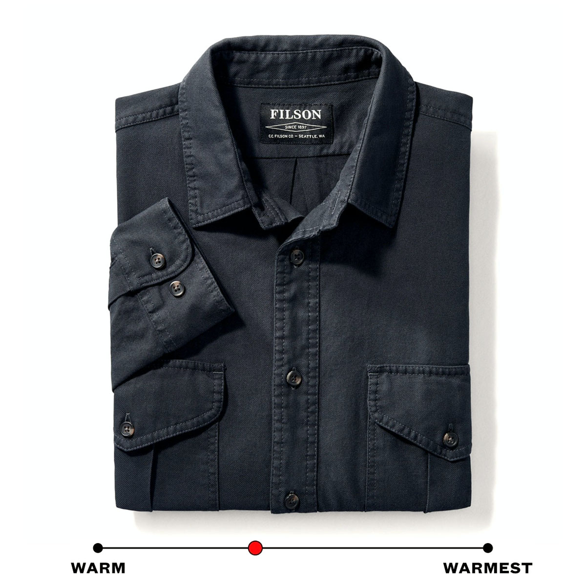 Filson Lightweight Alaskan Guide Shirt Midnight Navy, setting the standard for year-round versatility and comfort in an outdoor shirt