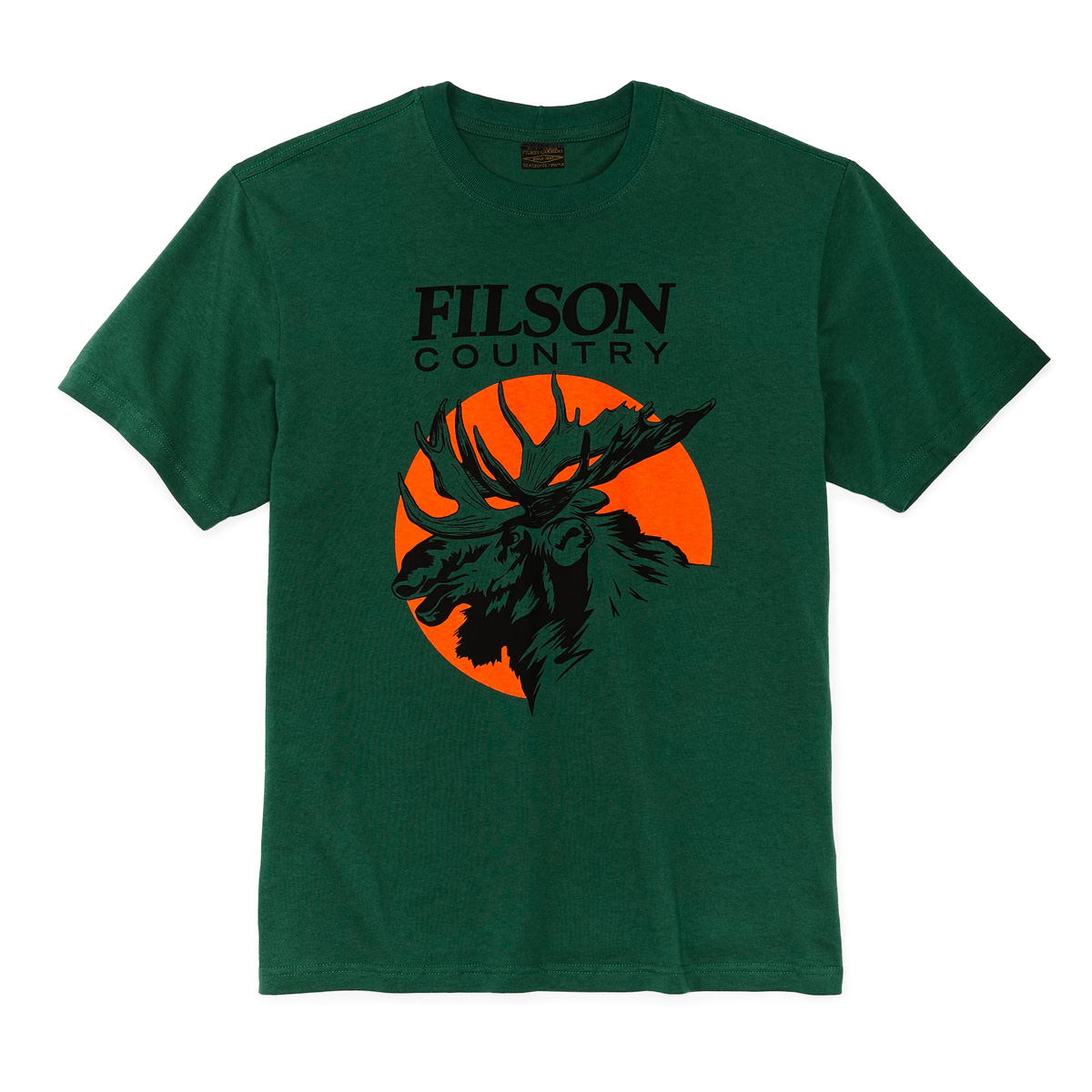 Filson Pioneer Graphic T-Shirt Green/Moose, a heavy-duty shirt with a dry-hand feel that maintains its structure for season after season of wear