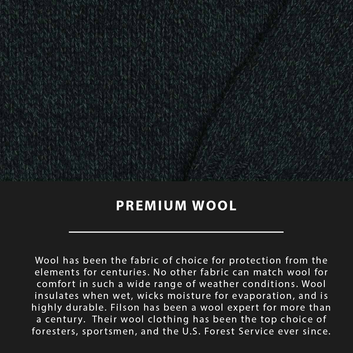 Filson Irish Wool 5 Gauge Sweater Blue/Green Melange, is crafted in Italy with 100% wool