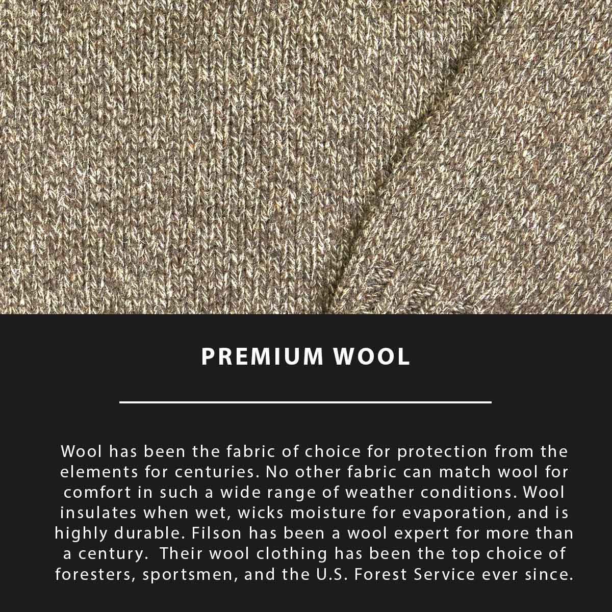 Filson Irish Wool 5 Gauge Sweater Natural/Brown Melange, is crafted in Italy with 100% wool