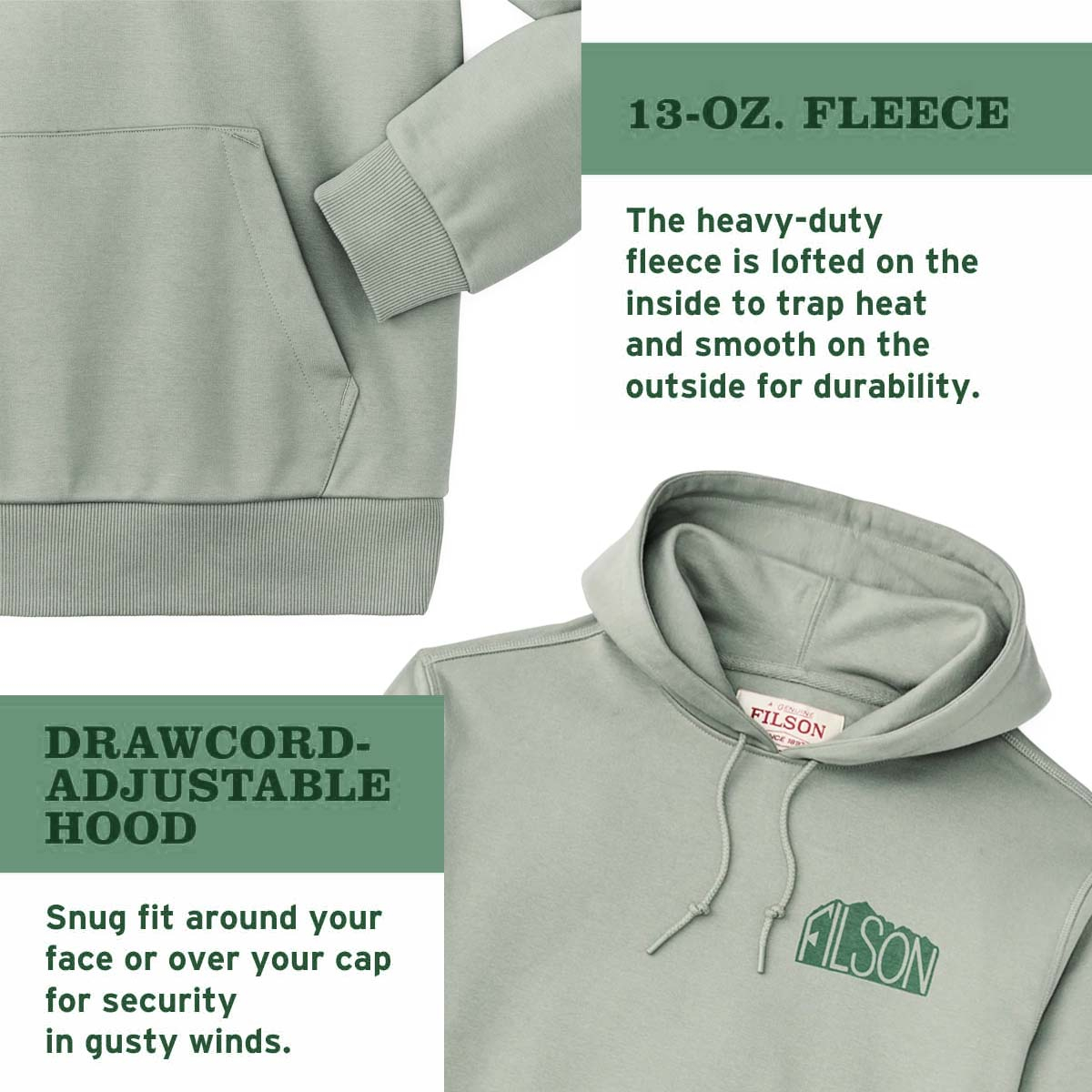 Filson Prospector Graphic Hoodie Shadow/Peak, Built with beefy 13-oz. fleece