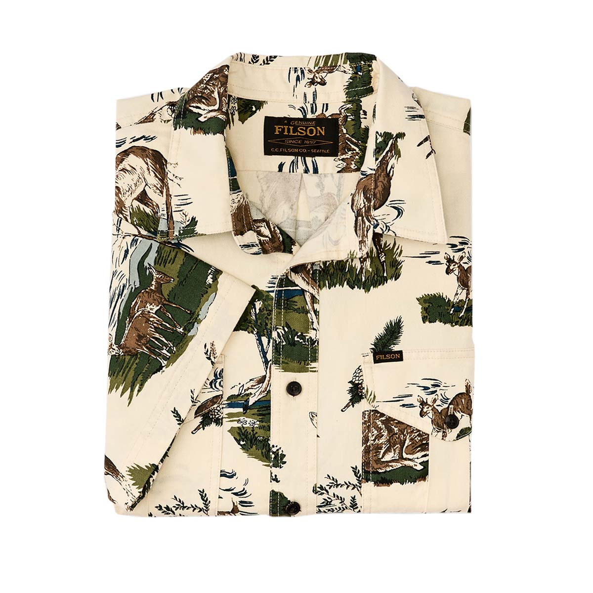 Filson Short Sleeve Lightweight Alaskan Guide Shirt White/Deer, warm-warmest