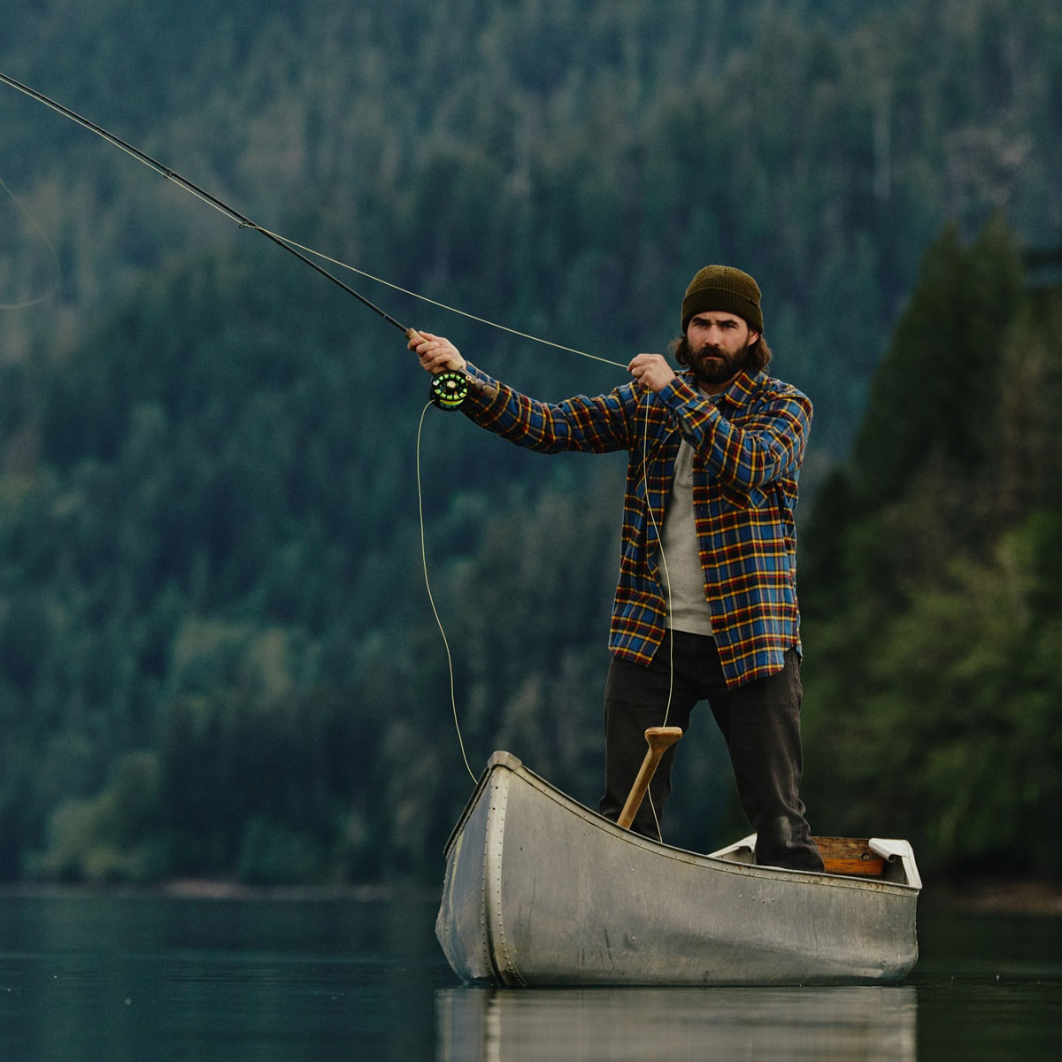 Filson The Rangeland Flannel Shirt Blue/Yellow/Multi Plaid, lifestyle fishing