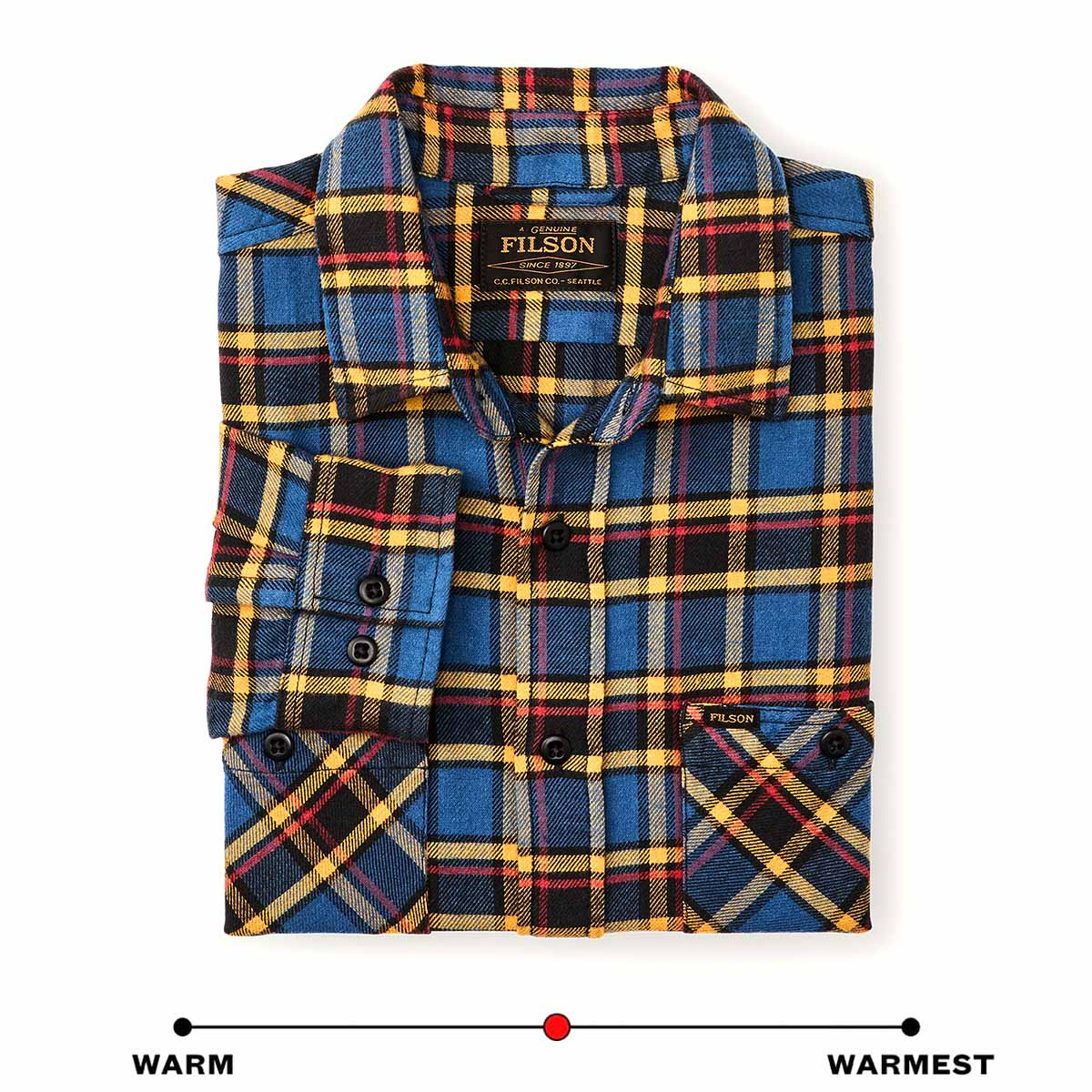 Filson The Rangeland Flannel Shirt Blue/Yellow/Multi Plaid, warm-warmest
