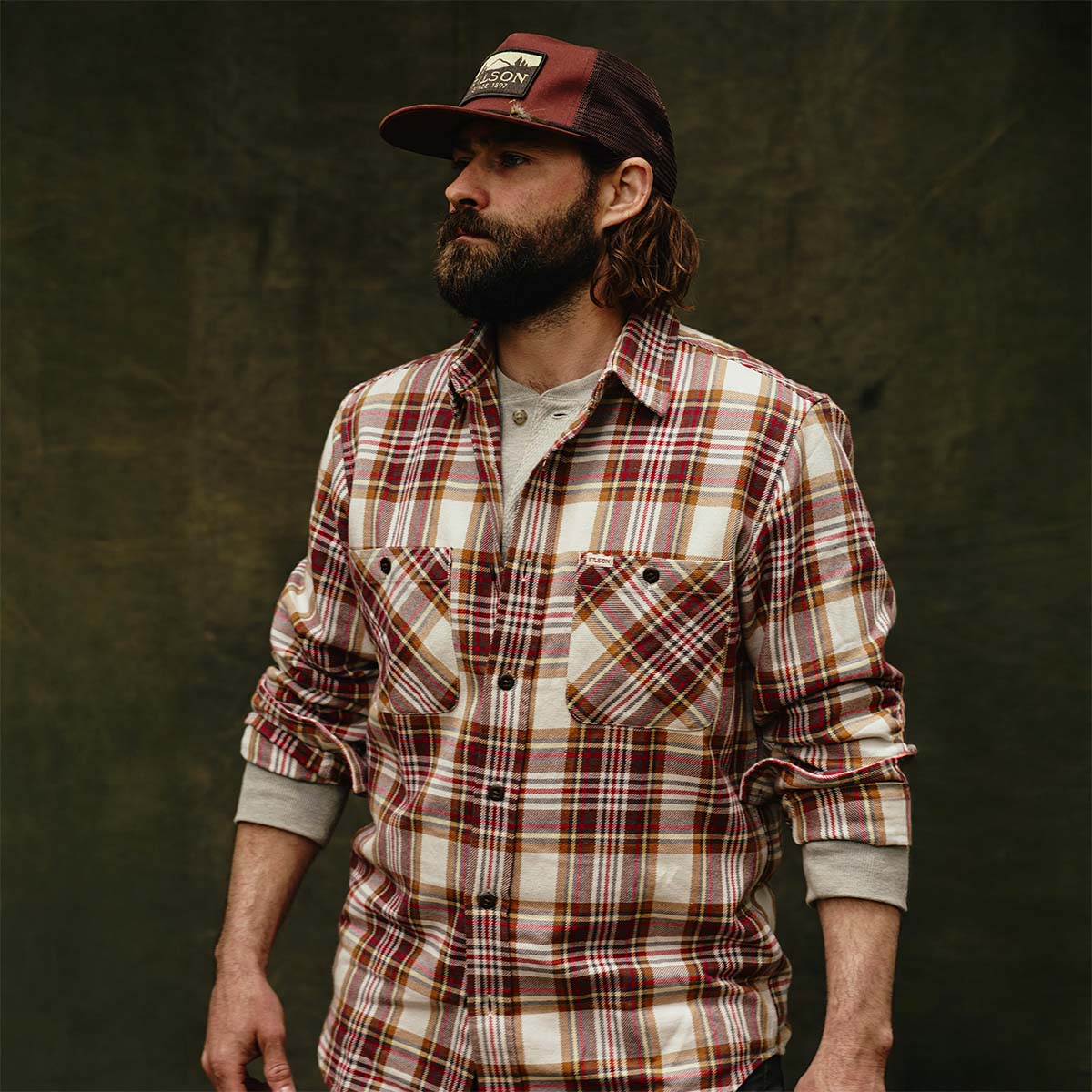 Filson The Rangeland Flannel Shirt Red/Brown Plaid, a new midweight shirt in an ultrasoft cotton flannel