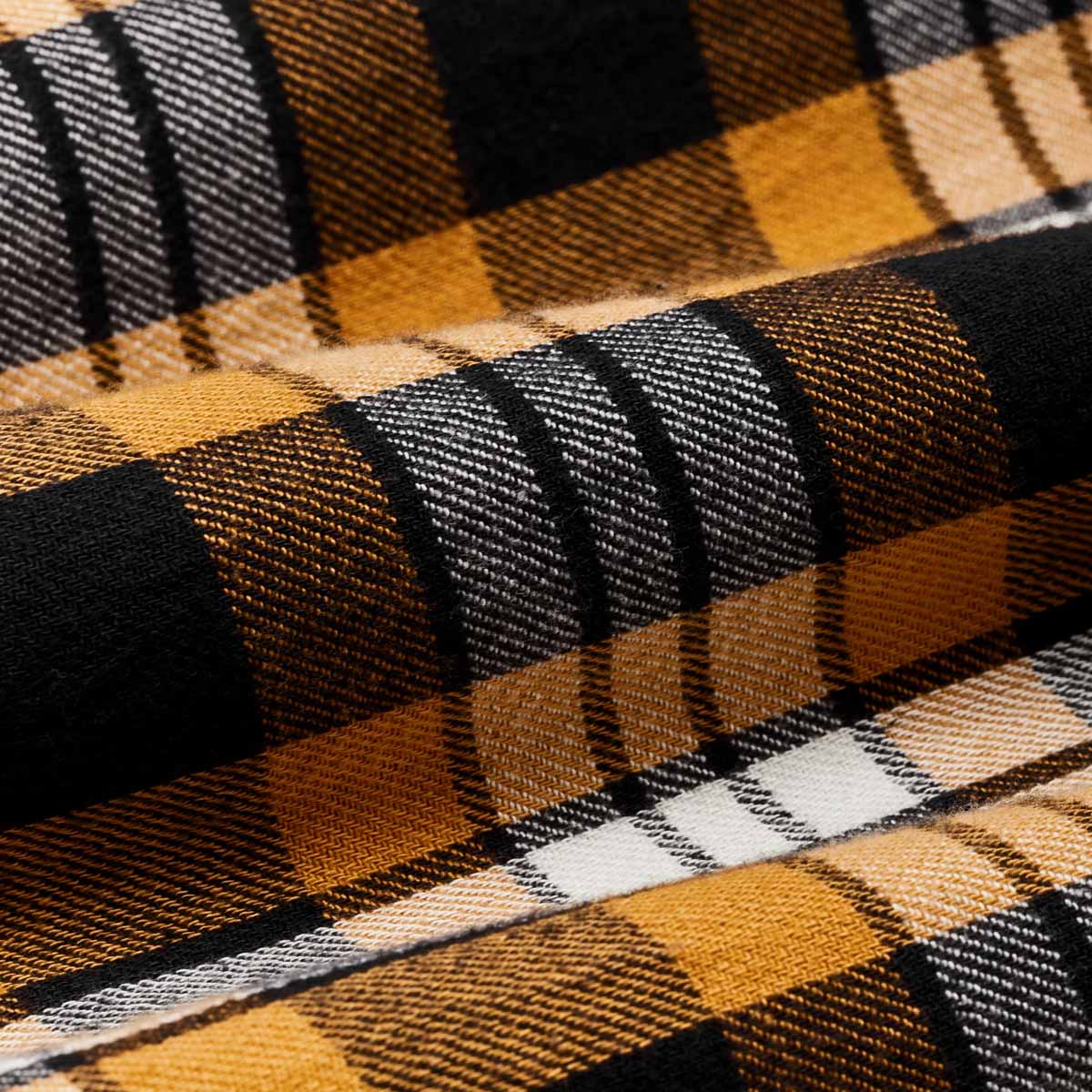 Filson The Rangeland Flannel Shirt Yellow/Faded Black Plaid, built with Ultrasoft 5.5-oz. cotton flannel – gentle against the skin