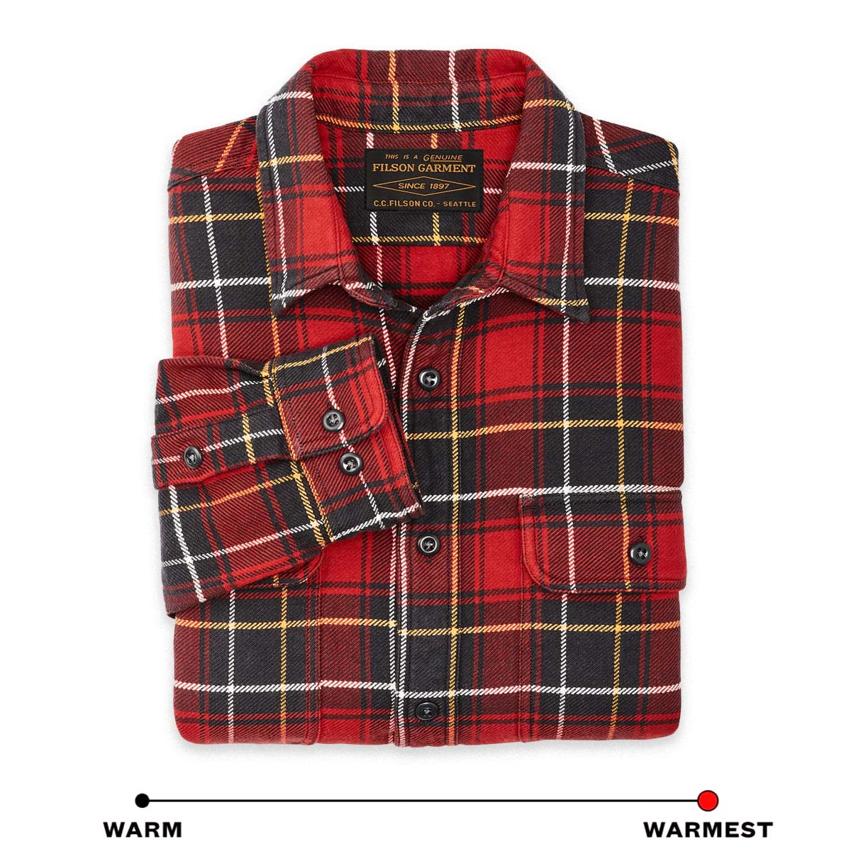 Filson Vintage Flannel Work Shirt Red Charcoal Plaid, built with thick and breathable cotton flannel, it’s ideal for cold weather