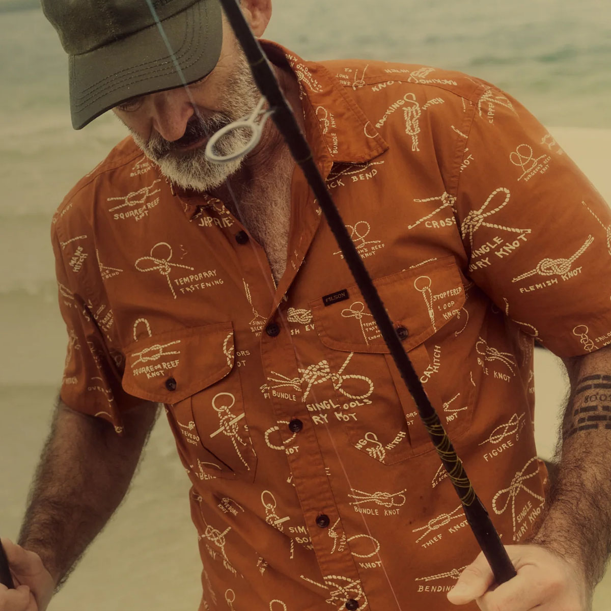 Filson Washed Short Sleeve Feather Cloth Shirt Bourbon Knots - Lightweight 100% cotton summer shirt