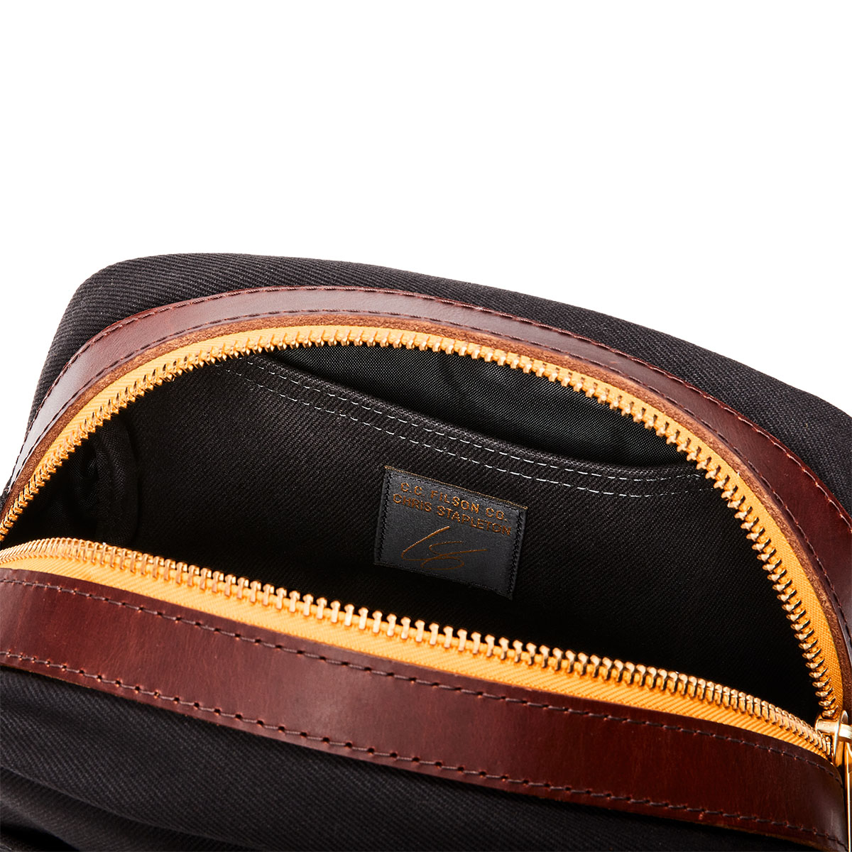 Filson Traveller Dopp Kit Stapleton Cinder colors for the fabric, zipper, and leather chosen by Chris Stapleton