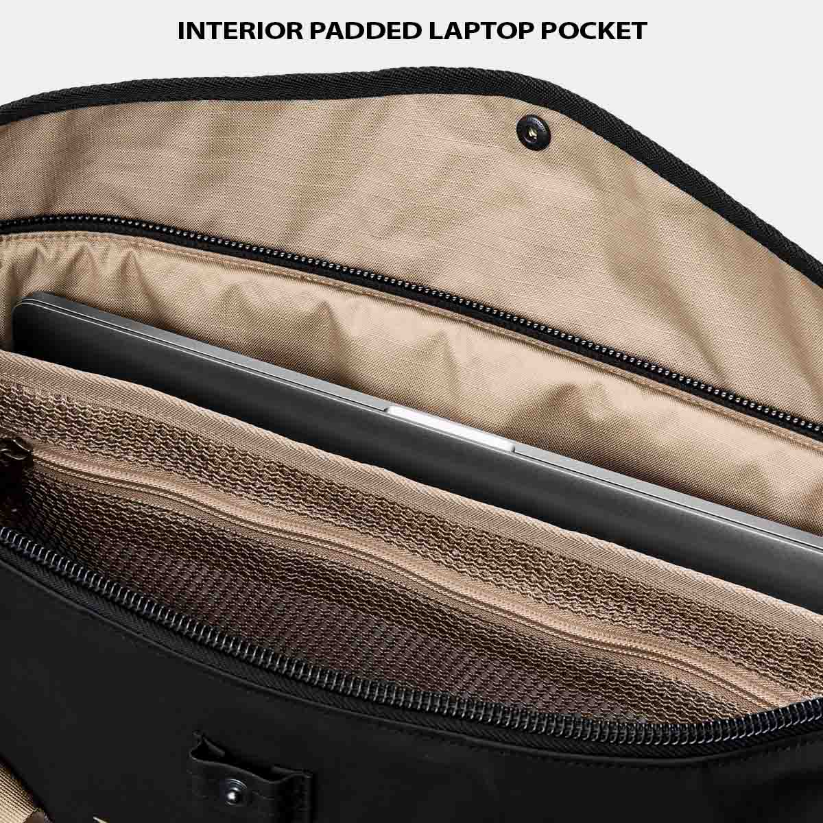 Filson Scout Tote Bag Black/Covert, features explaned laptop pocket