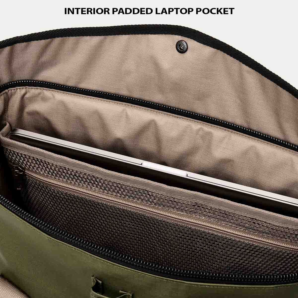 Filson Scout Tote Bag Olive/Black/Covert, features explaned laptop pocket
