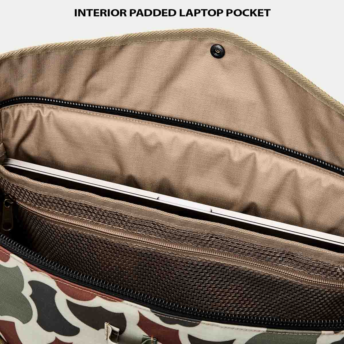 Filson Scout Tote Bag Shrub Camo/Canteen/Covert, features explaned laptop pocket
