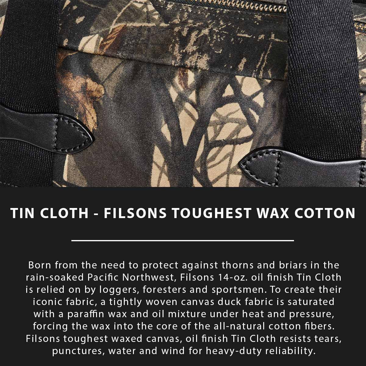 Filson Tin Cloth Tote Bag With Zipper Realtree Hardwoods Camo, Tin Cloth Explaned