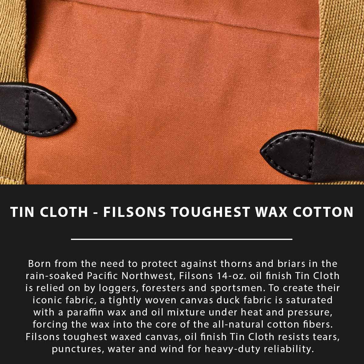 Filson Tin Cloth Tote Bag With Zipper Rust, Tin Cloth Explaned