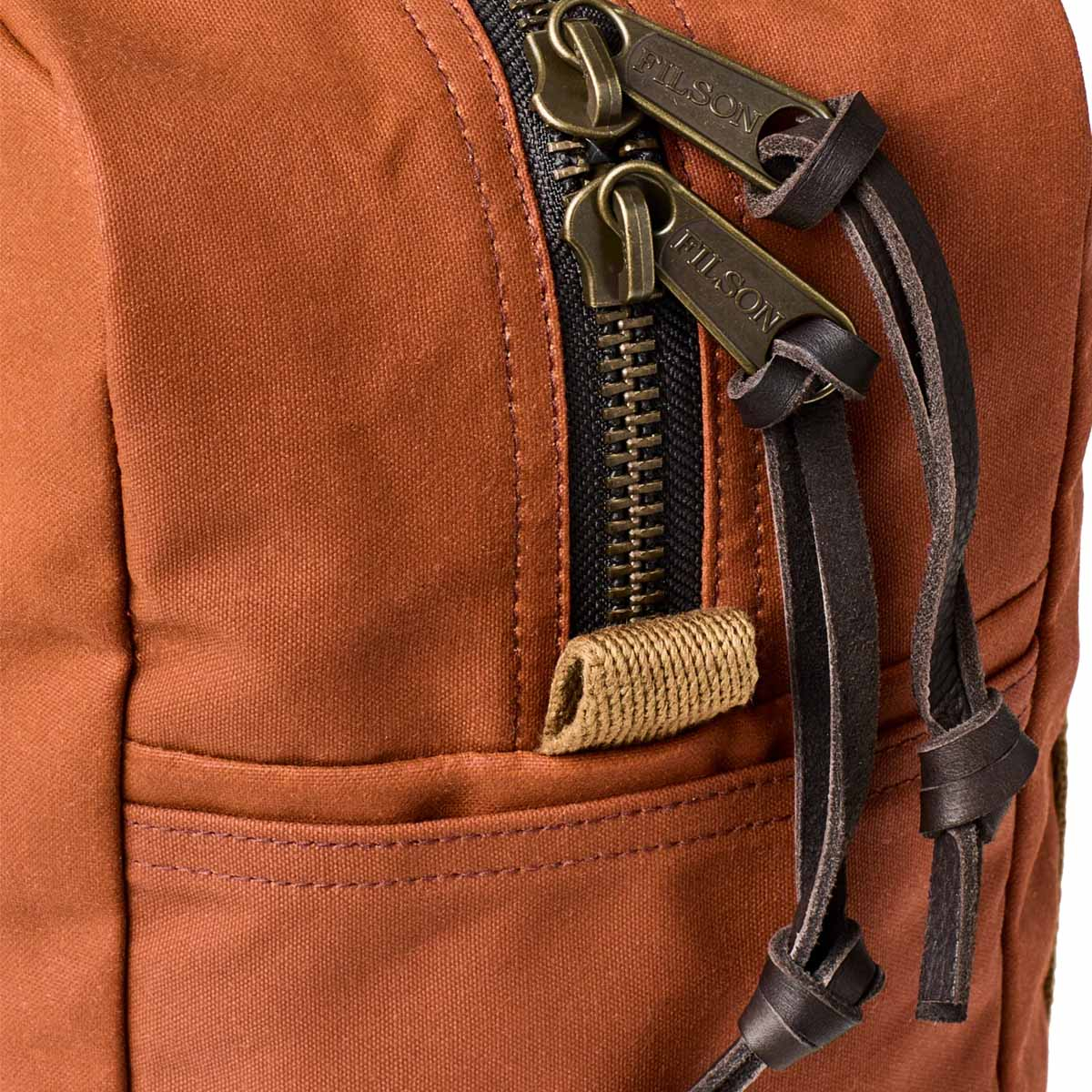 Filson Tin Cloth Tote Bag With Zipper Rust, a classic-looking shopper designed for easy carrying of belongings