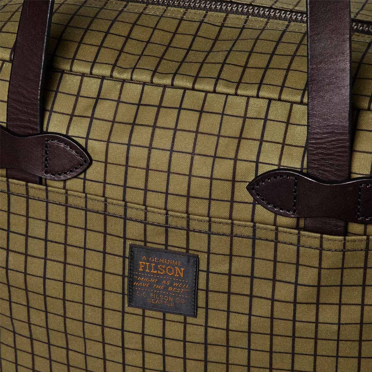 Filson Tin Cloth Tote Bag with Zipper Flyway Green, limited edition Tote Bag for on the go