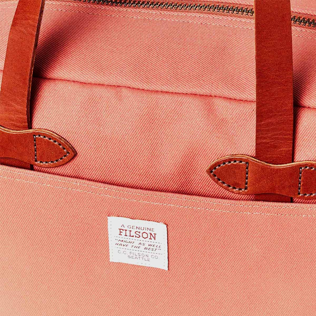 Filson Rugged Twill Tote Bag With Zipper Cedar Red, lifestyle