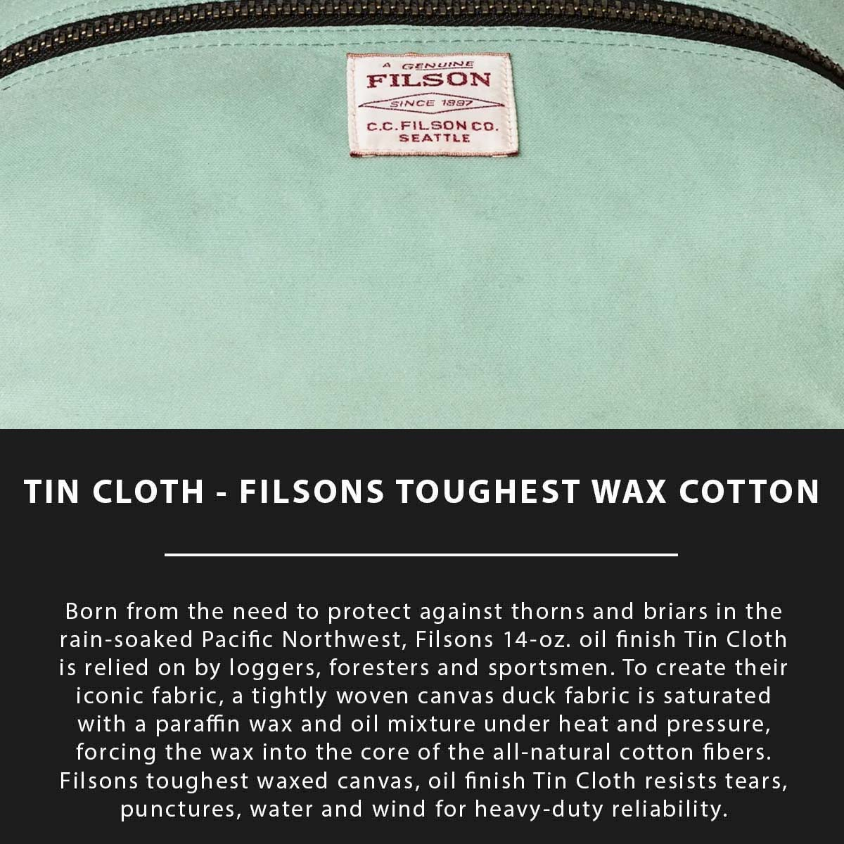 Filson Tin Cloth Travel Kit Granite Green, Tin Cloth Explaned