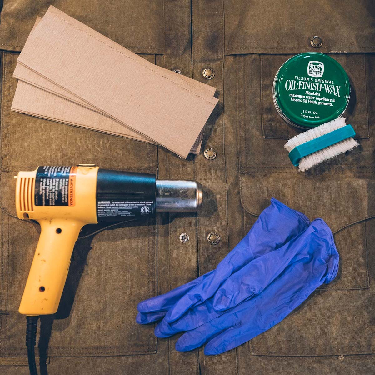 HOW TO REWAX A WAXED CANVAS JACKET, ITEMS YOU’LL NEED