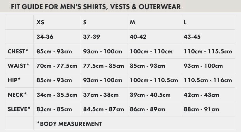 Filson shirt top sizing
