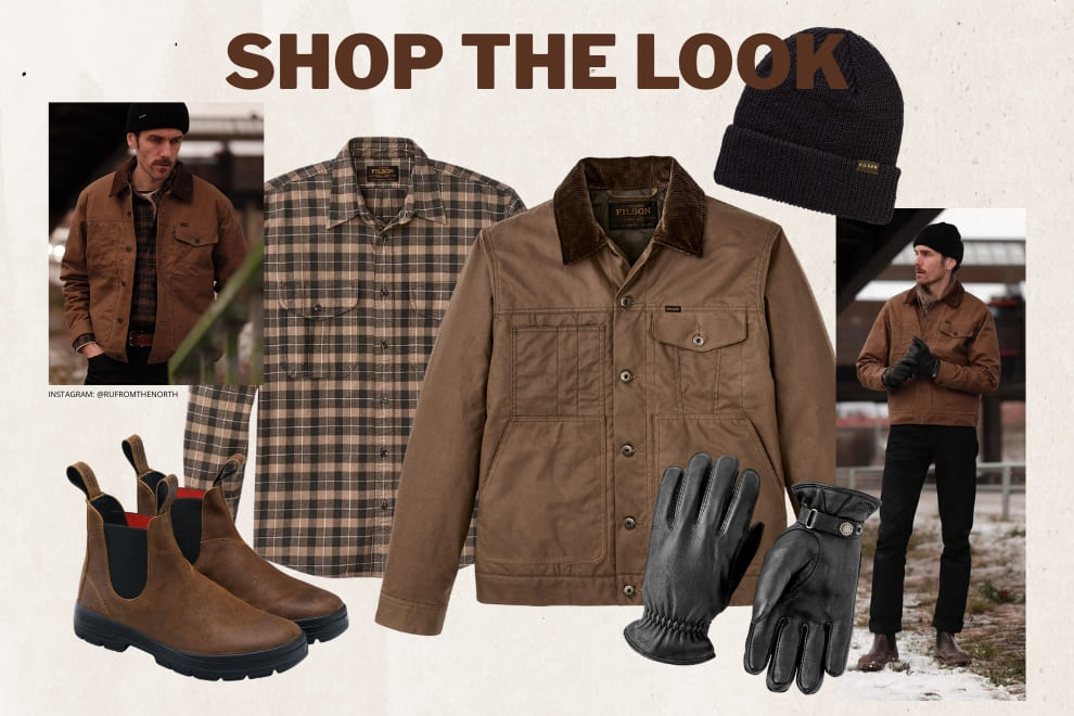 Shop the winter look; Filson, Barbour, red Wing shoes, Hestra. Shop the winter look; Filson, Barbour, red Wing shoes, Hestra.
