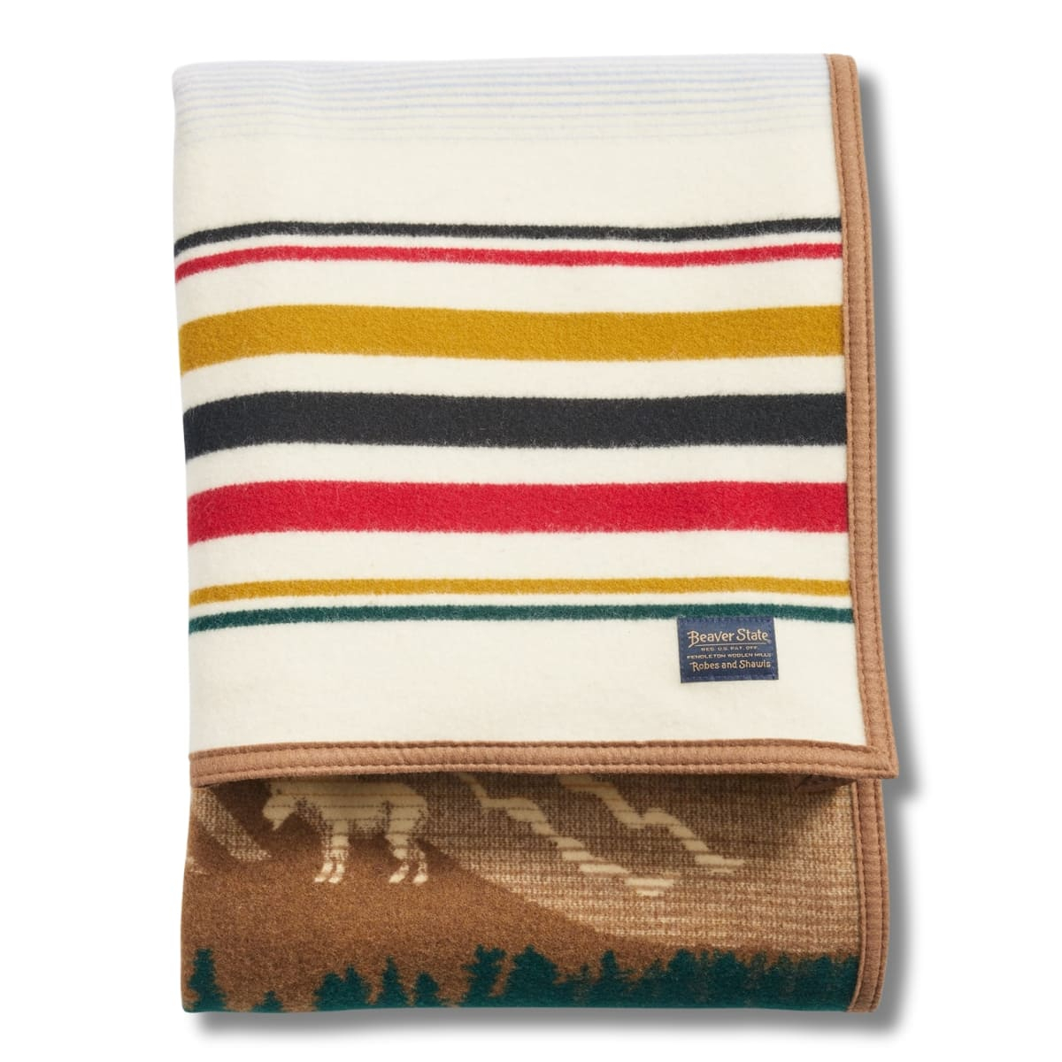 Pendleton Jacquard Napped Blanket Robe Glacier Peaks, robe size, which is preferred by Native Americans for ceremonial purposes and wrapping about oneself as a robe.