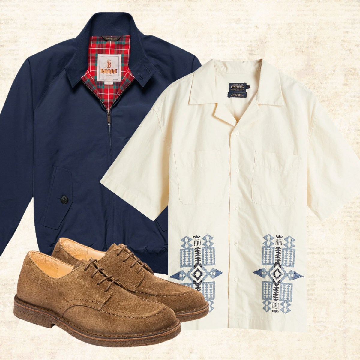 Pendleton Camp Collar Shirt Bone/Fire Legend, perfect for warm-weather days. 