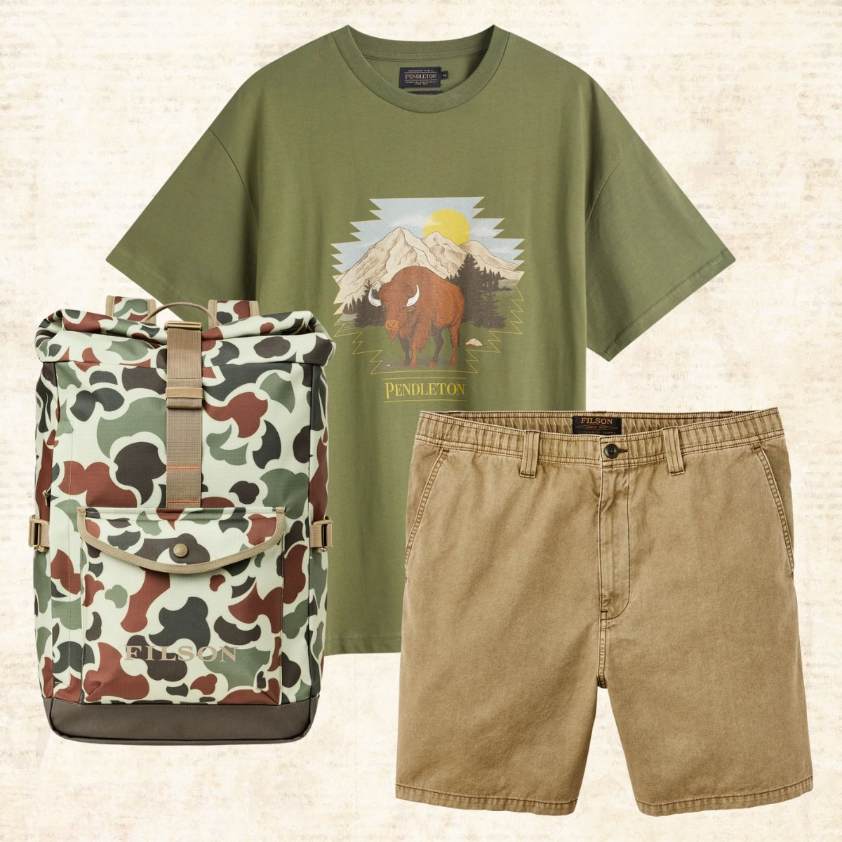 Pendleton Buffalo T-Shirt Olive, order at BeauBags, Authorized International Pendleton Dealer