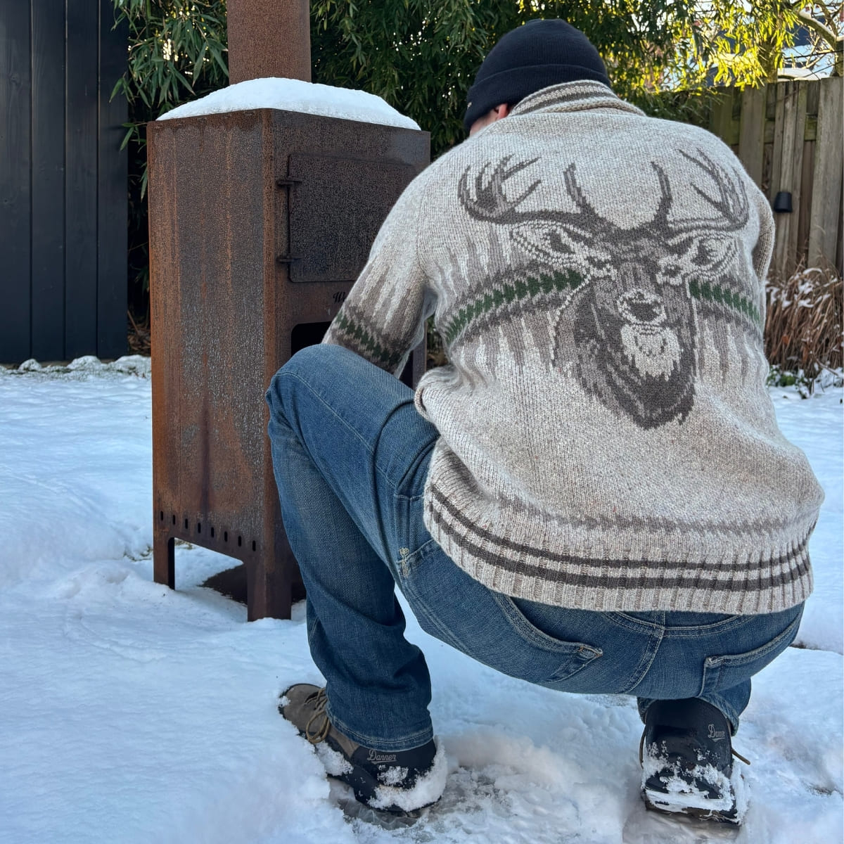 Pendleton Sawtooth Buck Zip Cardigan Oatmea, made of  lambswool