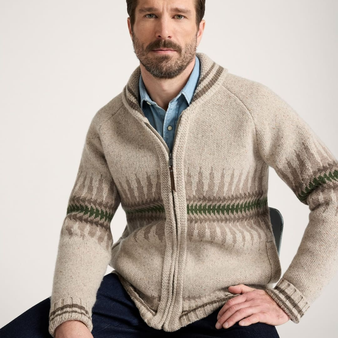 Pendleton Sawtooth Buck Zip Cardigan Oatmea, beautiful knitting pattern.