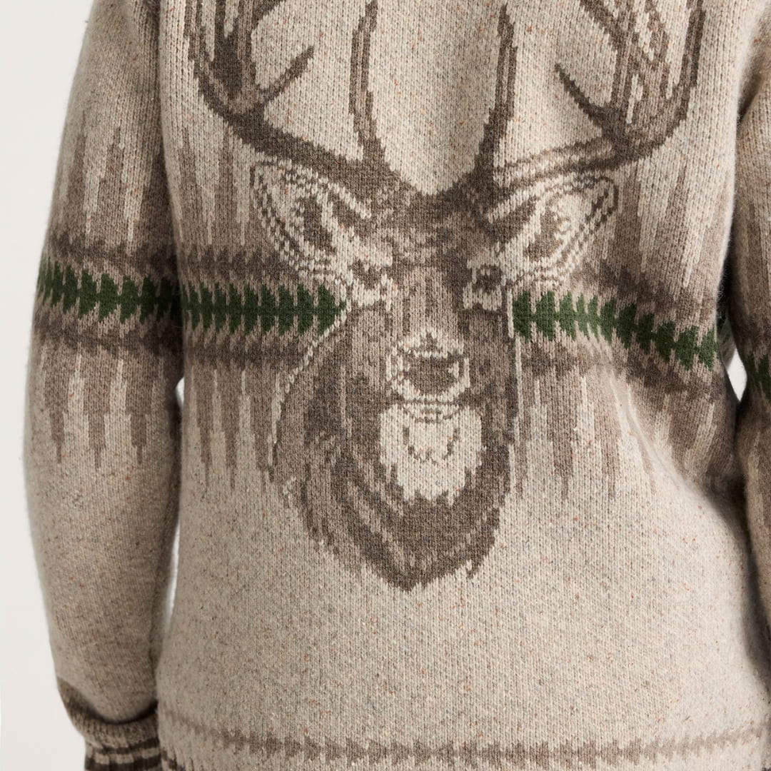 Pendleton Sawtooth Buck Zip Cardigan Oatmea, made of  lambswool