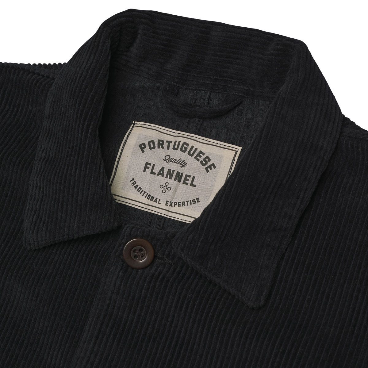 Portuguese Flannel Labura Cotton-Corduroy Overshirt Black, made with the finest exclusive fabrics