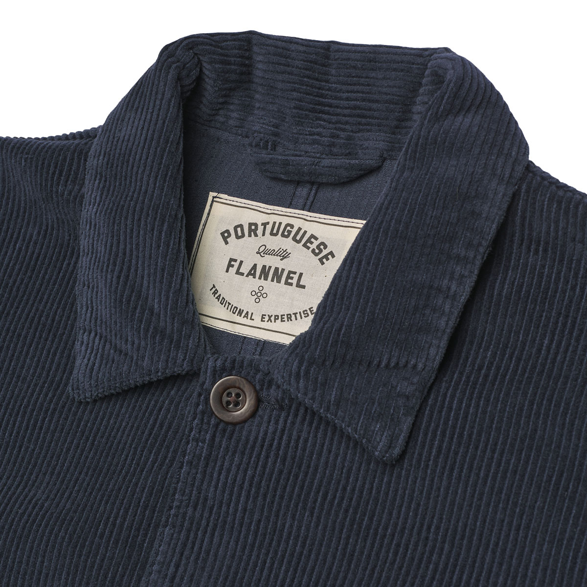 Portuguese Flannel Labura Cotton-Corduroy Overshirt Blue, made with the finest exclusive fabrics