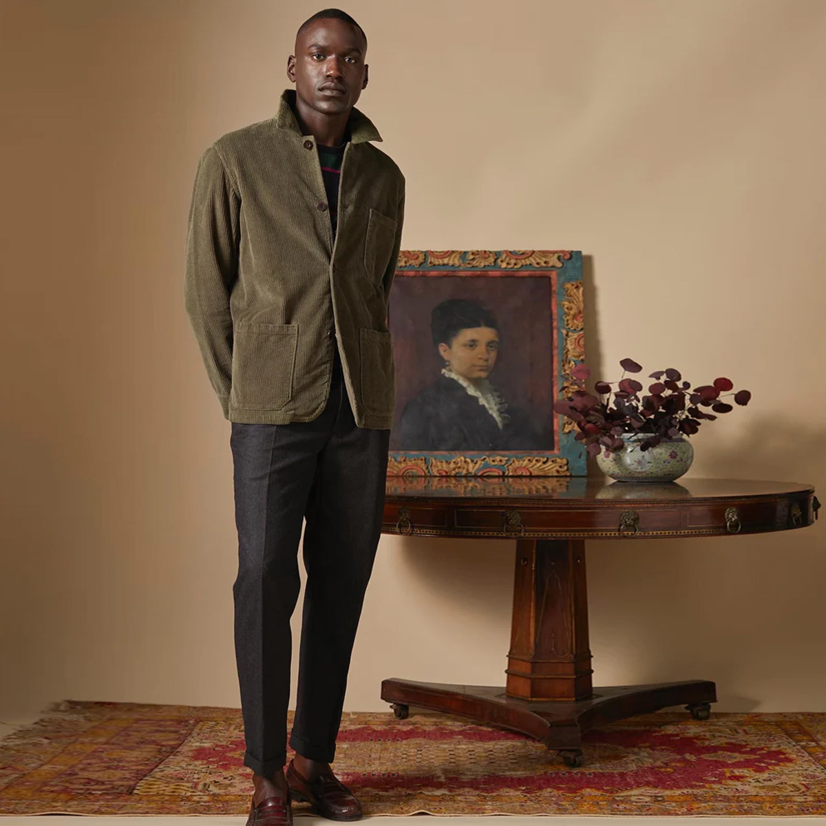 Portuguese Flannel Labura Cotton Corduroy Overshirt Olive