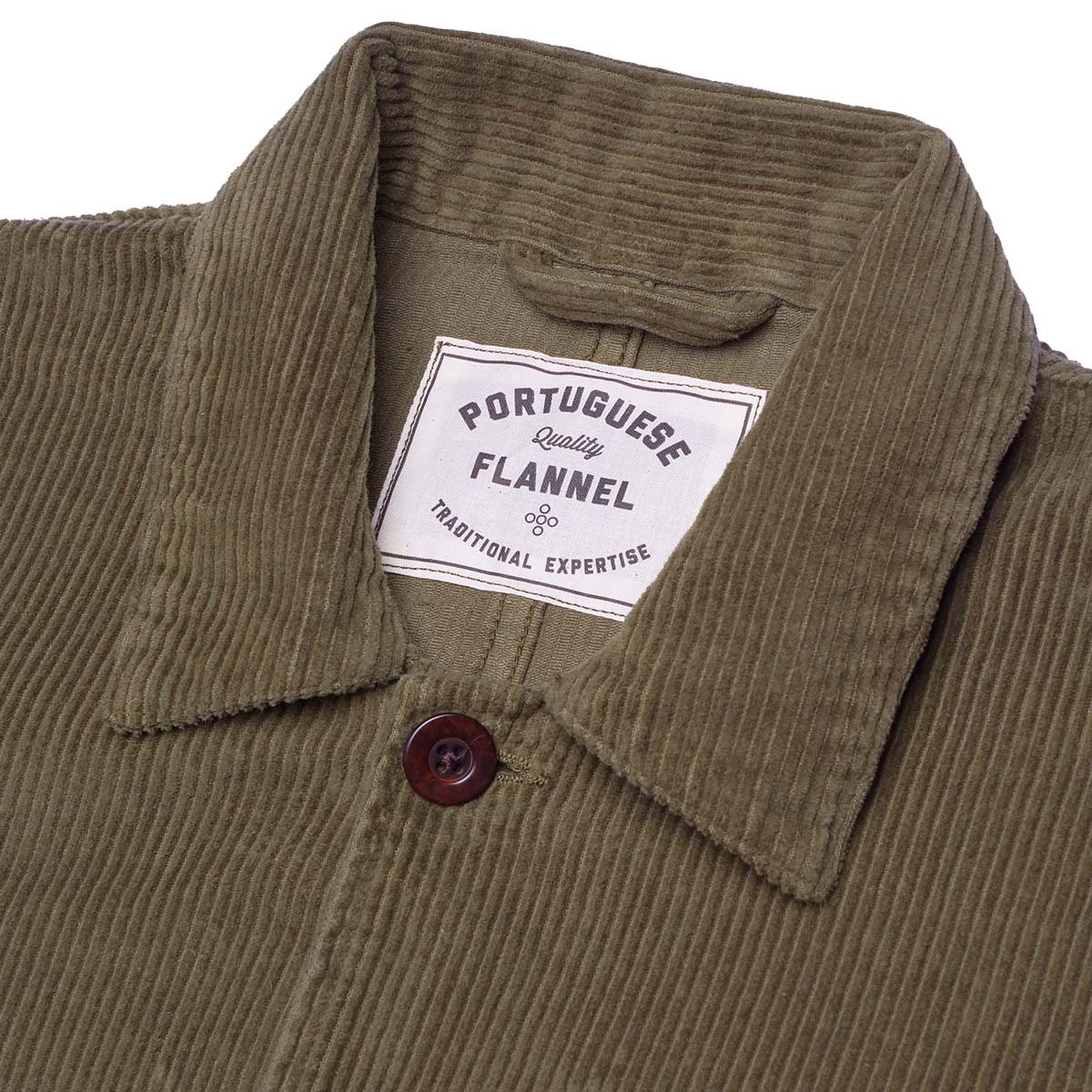 Portuguese Flannel Labura Cotton-Corduroy Overshirt Olive, made with the finest exclusive fabrics