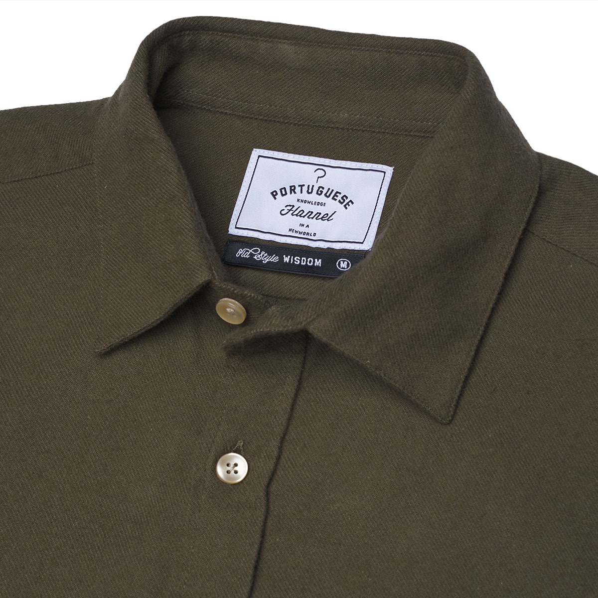 Portuguese Flannel Teca Cotton-Flannel Shirt Olive, made with the finest exclusive fabrics