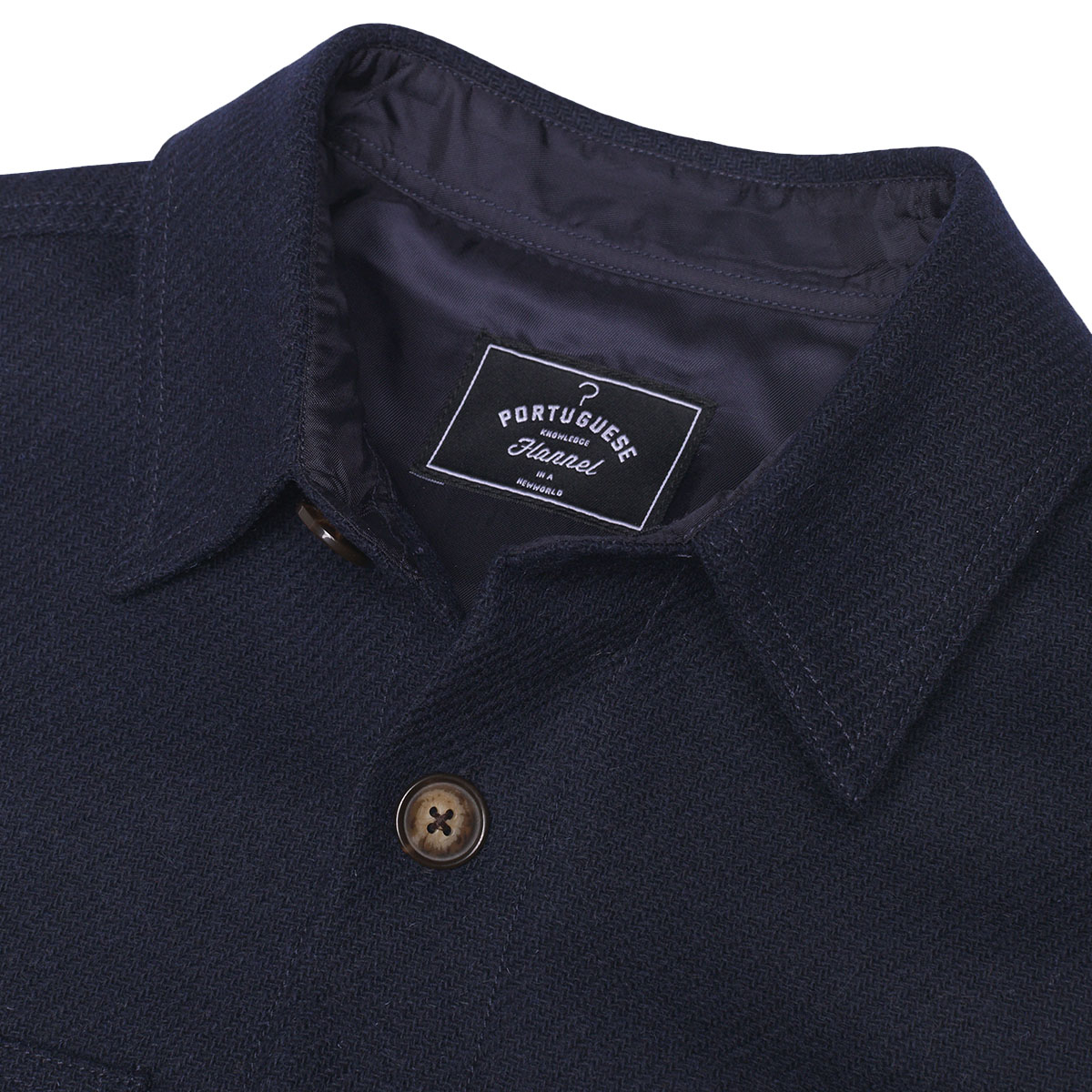 Portuguese Flannel Wool Field Overshirt Navy, made with the finest exclusive fabrics