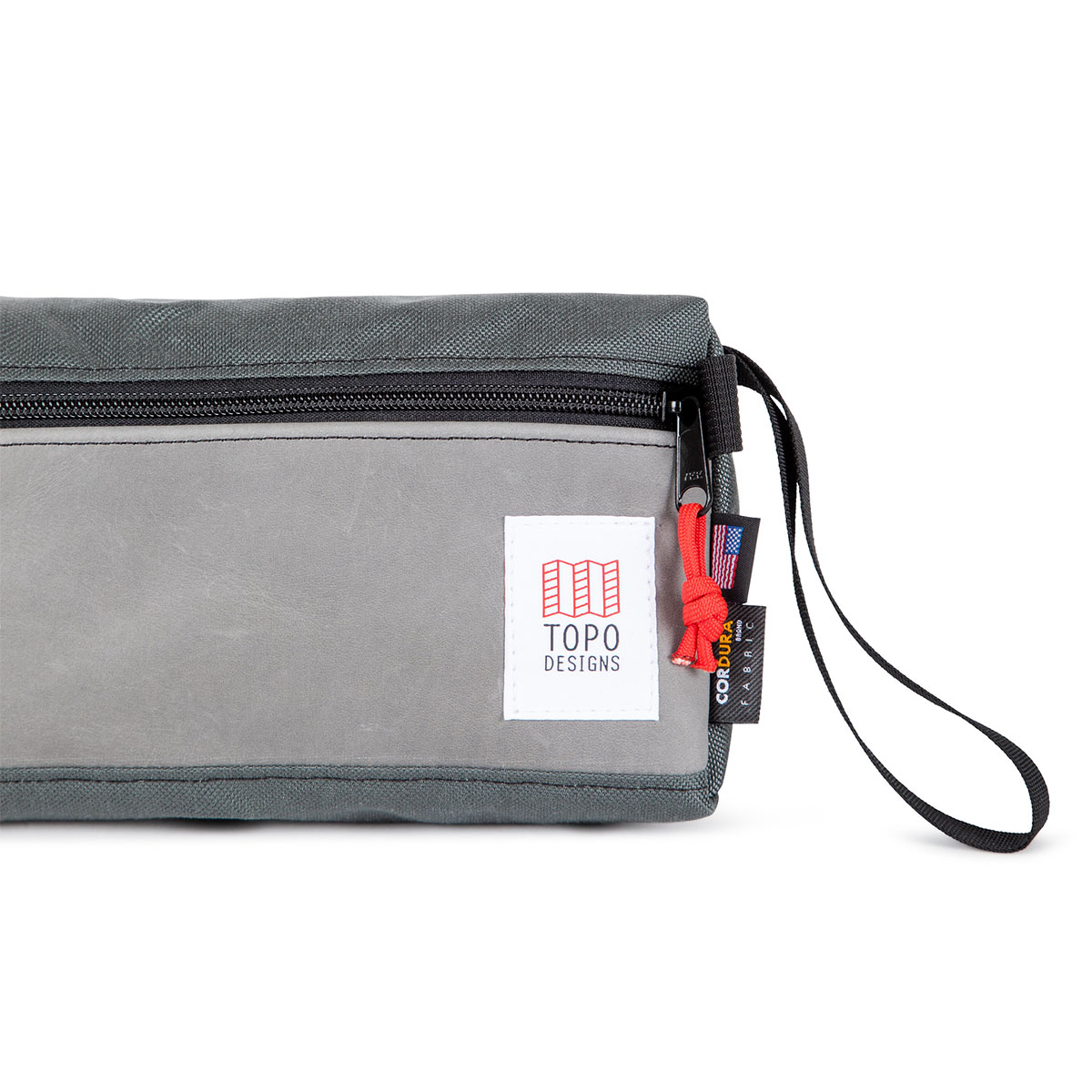 Topo Designs Dopp Kit Charcoal/Charcoal Leather, water-resistant, travel light, accessory bag