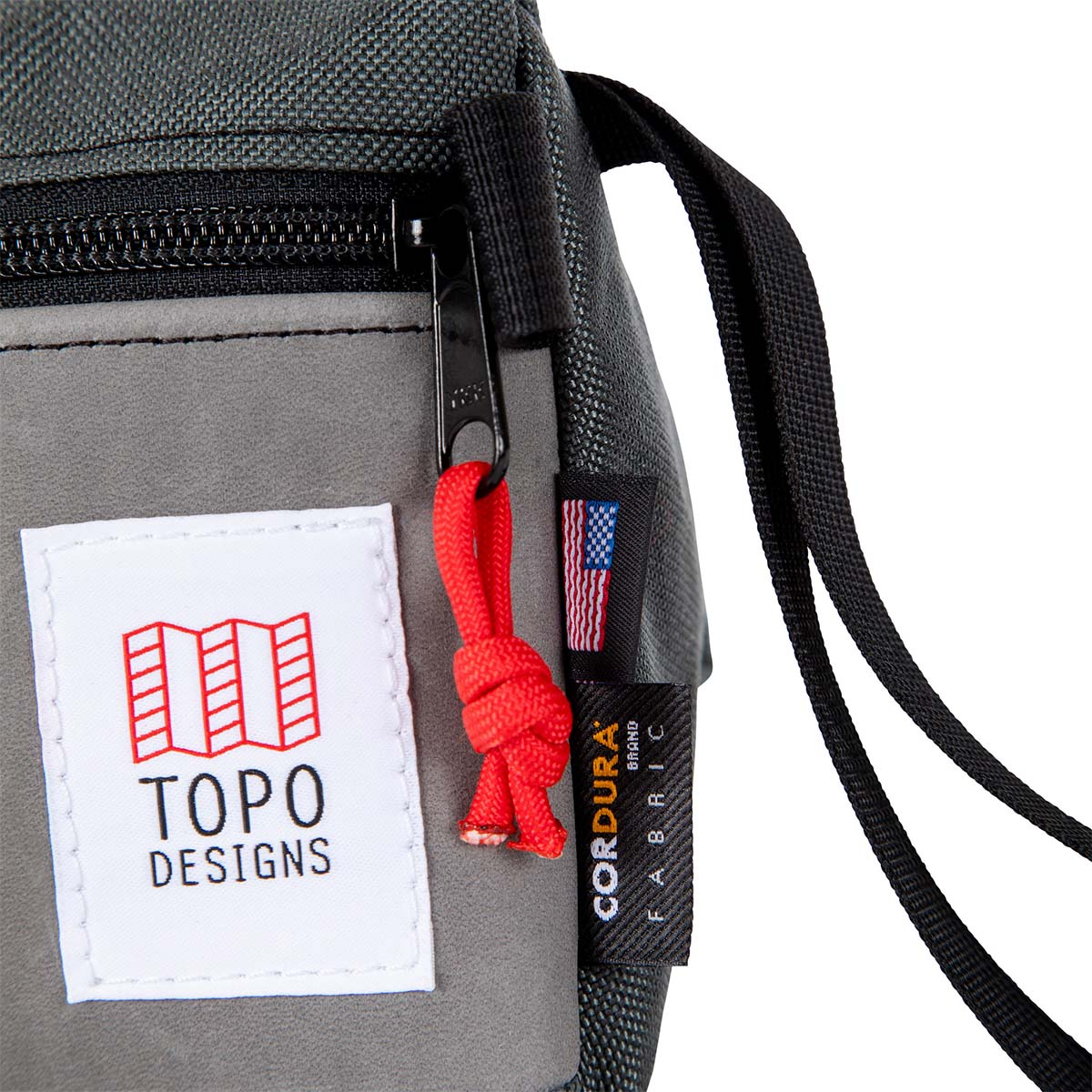 Topo Designs Dopp Kit Charcoal/Charcoal Leather, water-resistant, travel light, accessory bag