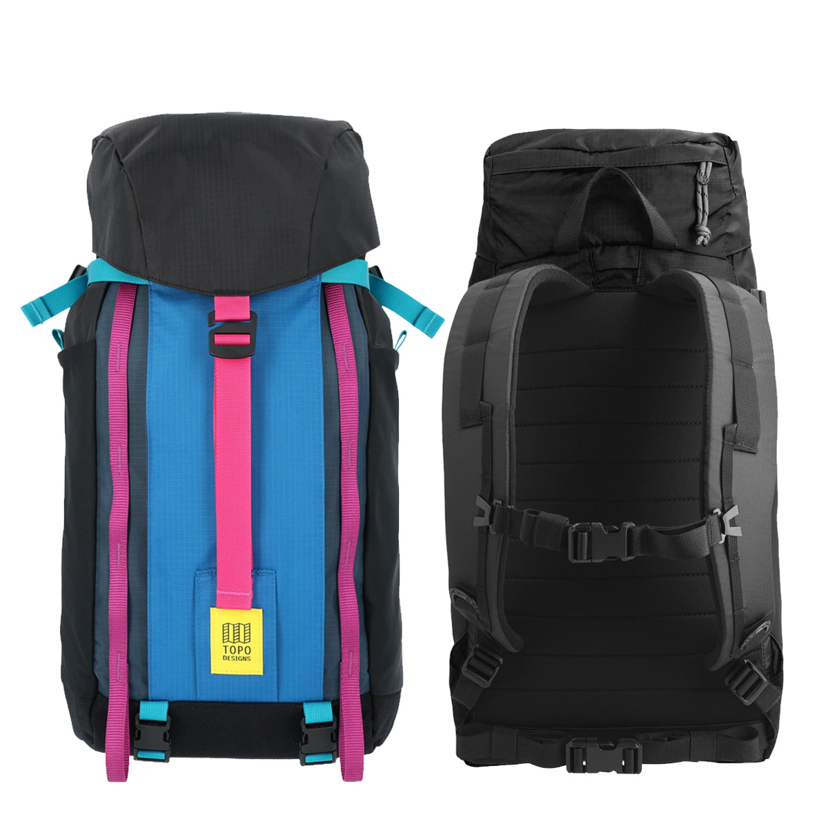 Topo Designs Mountain Pack 16L Black/Blue, front and back
